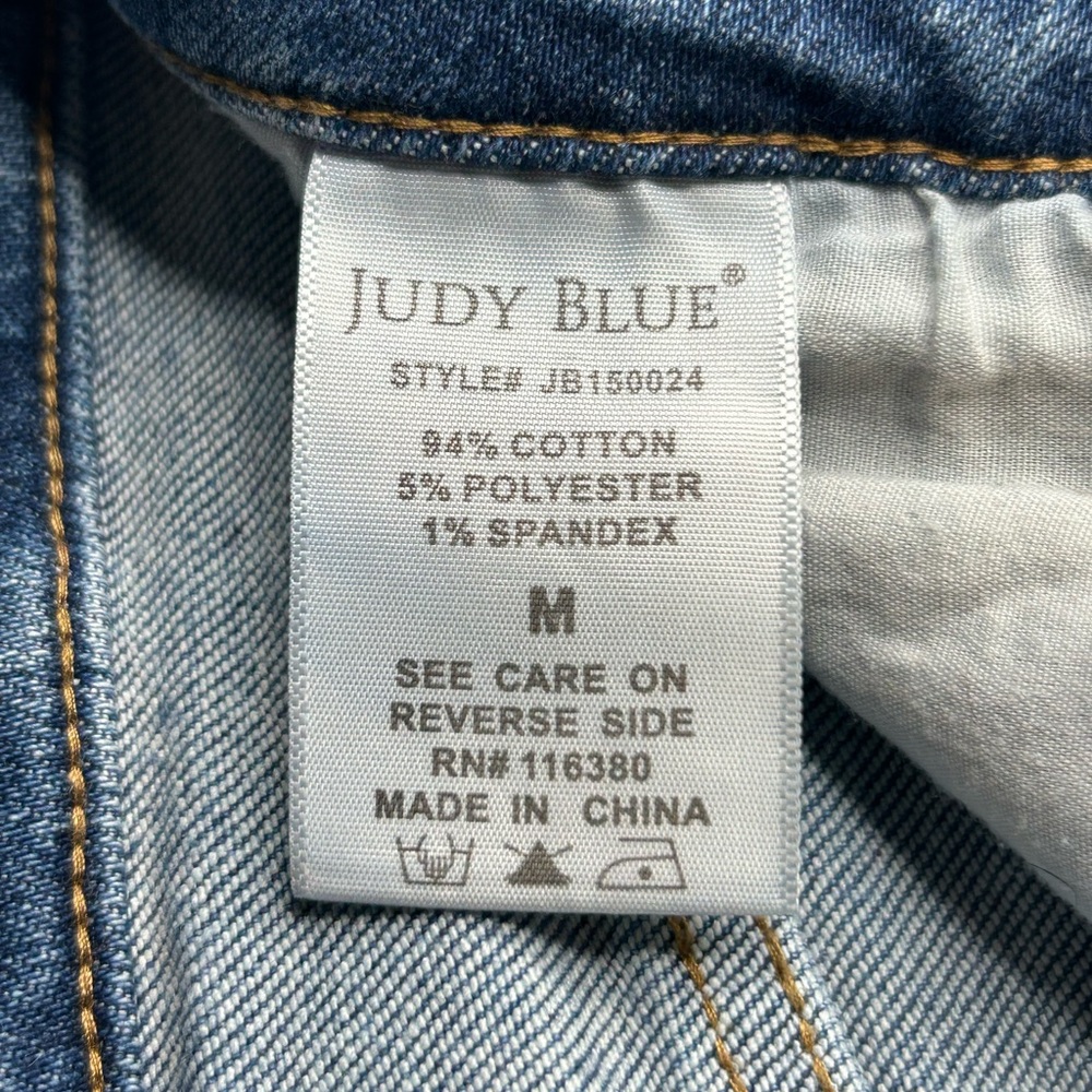 Judy Blue High‎ Waist Cuffed Denim Shorts Medium Stretch Denim Distressed 30x6 - Picture 9 of 11